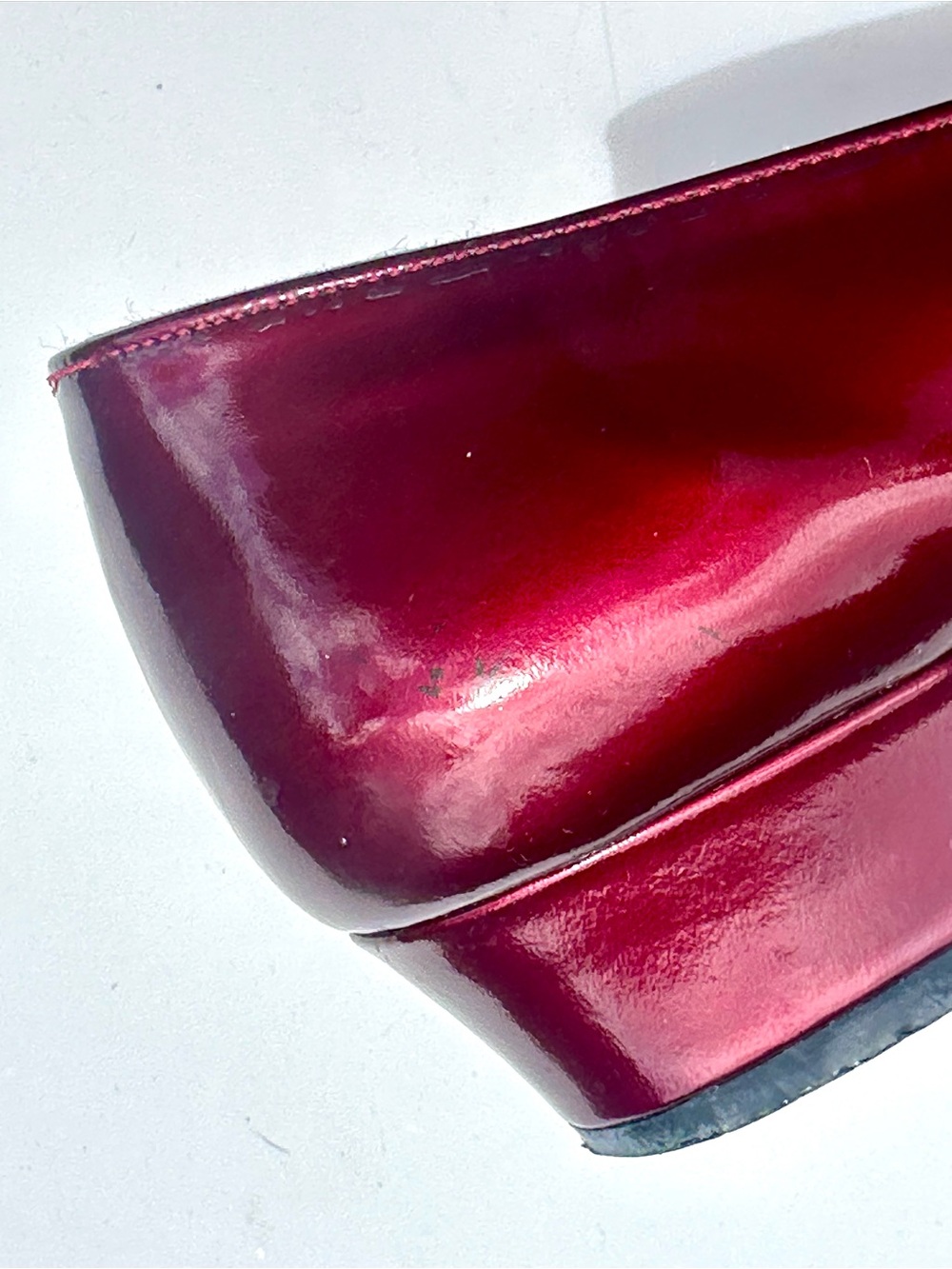 Salvatore Ferragamo Metallic Burgundy Red Patent Low Heel Ballet Pump, Bow, 7 B - Picture 13 of 15